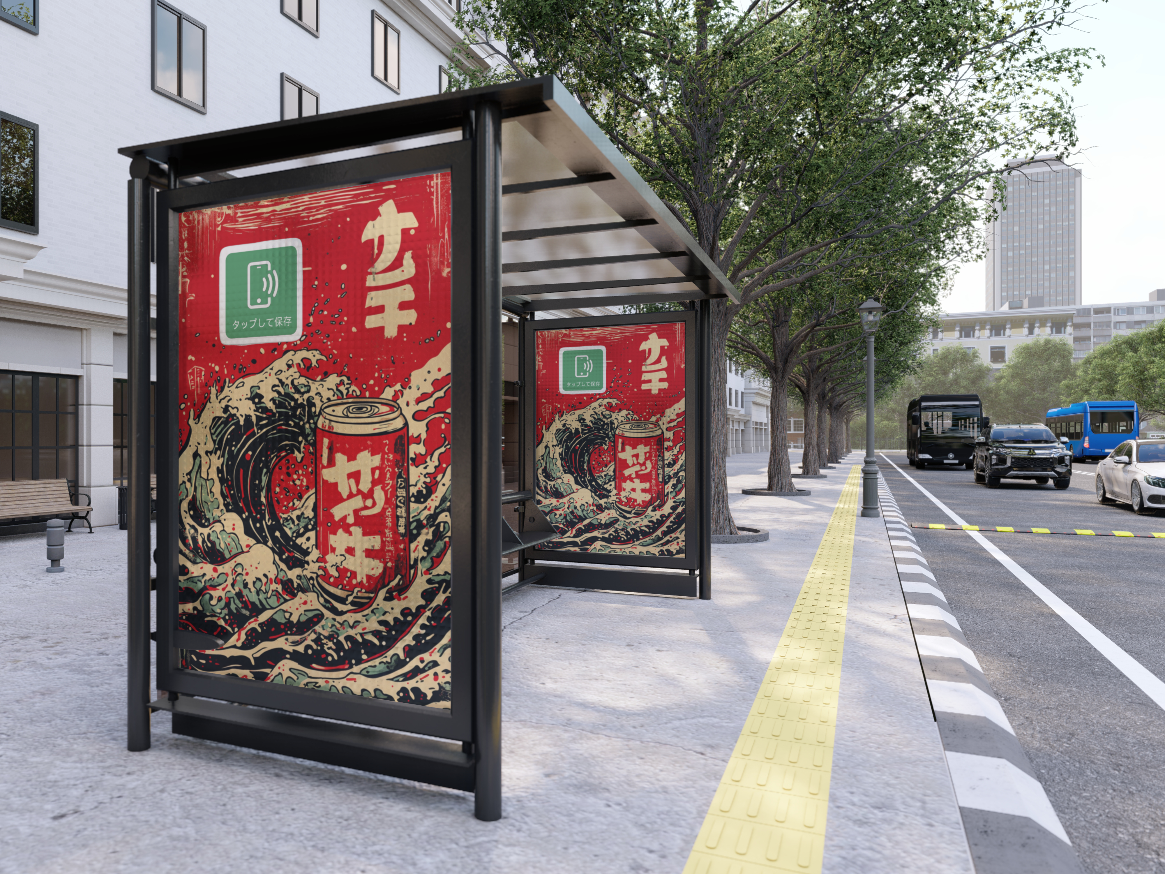 Max Smart Sticker – Outdoor Bus Stop – Tap to Save in Japanese